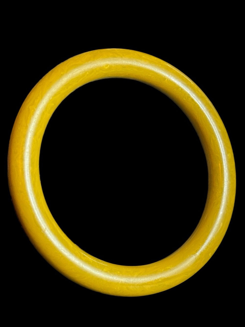 Mustard Marbled Round Bakelite Bangle Bracelet